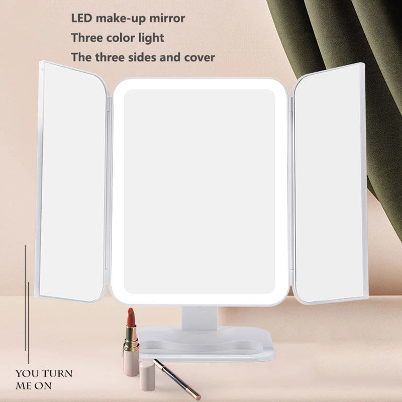 Trifold LED Makeup Mirror - front view