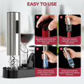 Electric Wine Opener,Rechargeable Automatic Wine Opener Corkscrew Opener Set with Wine Stopper, Foil Cutter, Wine Aerator,Storage Base & USB-C Cable Gifts for Wine Lovers