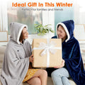 Wearable Heated Throw Blanket Double-Sided Flannel Portable Electric Heating Hoodie for Women Men Machine Washable 3 Heating Levels Battery Operated