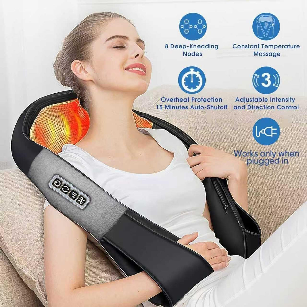 Shiatsu Back and Neck Massager, Back Massager Deep Tissue Kneading Neck and Shoulder Massage with Heat, Electric Massage Pillow Fathers Day Gift Ideas from Daughter Son(Not Cordless)