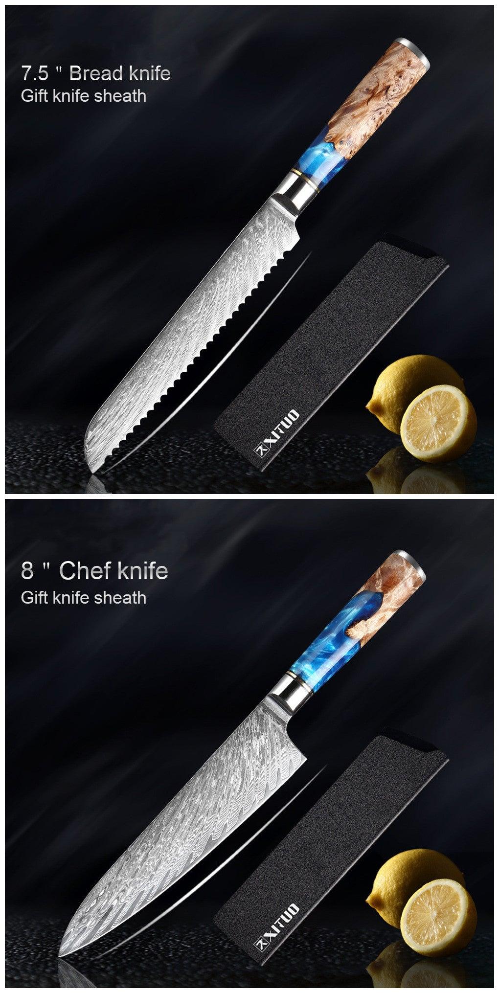 Premium Stainless Steel Chef's Knife Set - size and features view