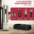 Electric Wine Opener,Rechargeable Automatic Wine Opener Corkscrew Opener Set with Wine Stopper, Foil Cutter, Wine Aerator,Storage Base & USB-C Cable Gifts for Wine Lovers