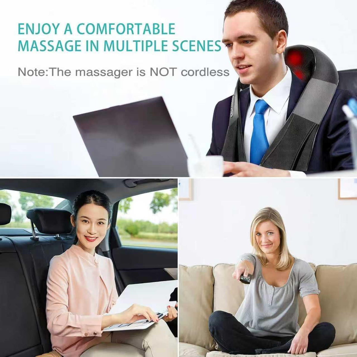 Shiatsu Back and Neck Massager, Back Massager Deep Tissue Kneading Neck and Shoulder Massage with Heat, Electric Massage Pillow Fathers Day Gift Ideas from Daughter Son(Not Cordless)