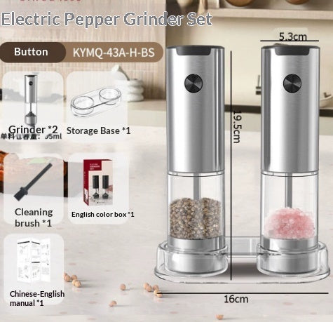 Rechargeable Electric Salt & Pepper Grinder Set - angle view