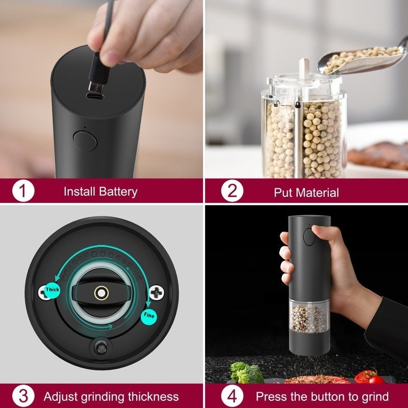 Rechargeable Electric Salt & Pepper Grinder Set - front view