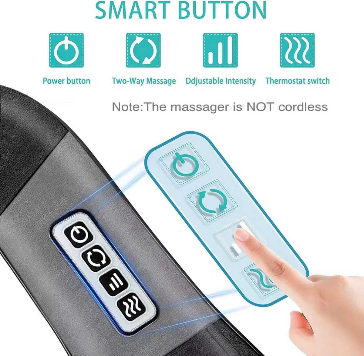 Shiatsu Back and Neck Massager, Back Massager Deep Tissue Kneading Neck and Shoulder Massage with Heat, Electric Massage Pillow Fathers Day Gift Ideas from Daughter Son(Not Cordless)