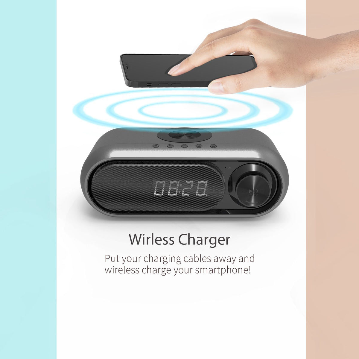 Wireless Charging Alarm Clock - in-use lifestyle shot