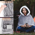 Wearable Heated Throw Blanket Double-Sided Flannel Portable Electric Heating Hoodie for Women Men Machine Washable 3 Heating Levels Battery Operated