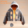 Wearable Heated Throw Blanket Double-Sided Flannel Portable Electric Heating Hoodie for Women Men Machine Washable 3 Heating Levels Battery Operated