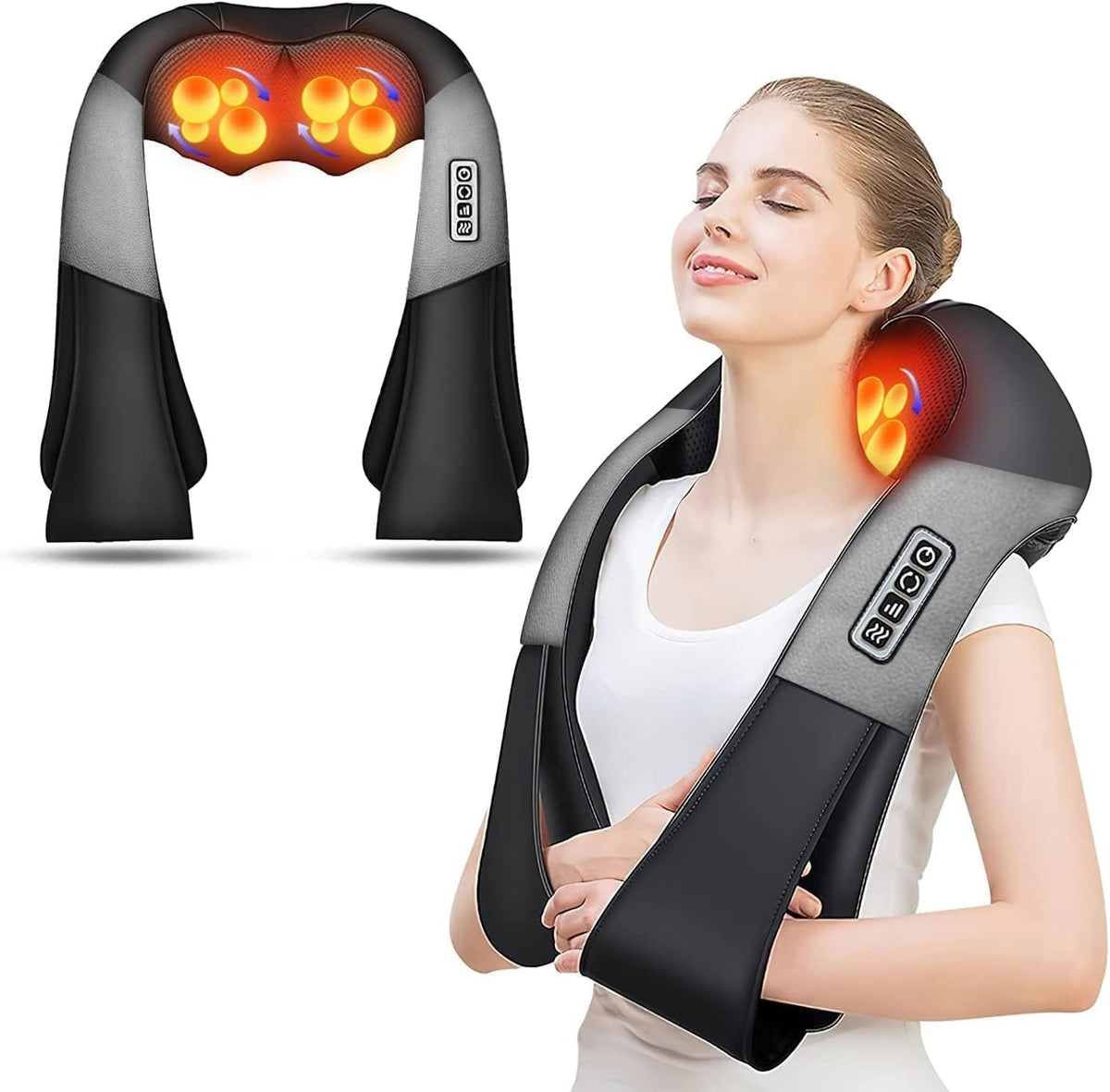 Shiatsu Back and Neck Massager, Back Massager Deep Tissue Kneading Neck and Shoulder Massage with Heat, Electric Massage Pillow Fathers Day Gift Ideas from Daughter Son(Not Cordless)